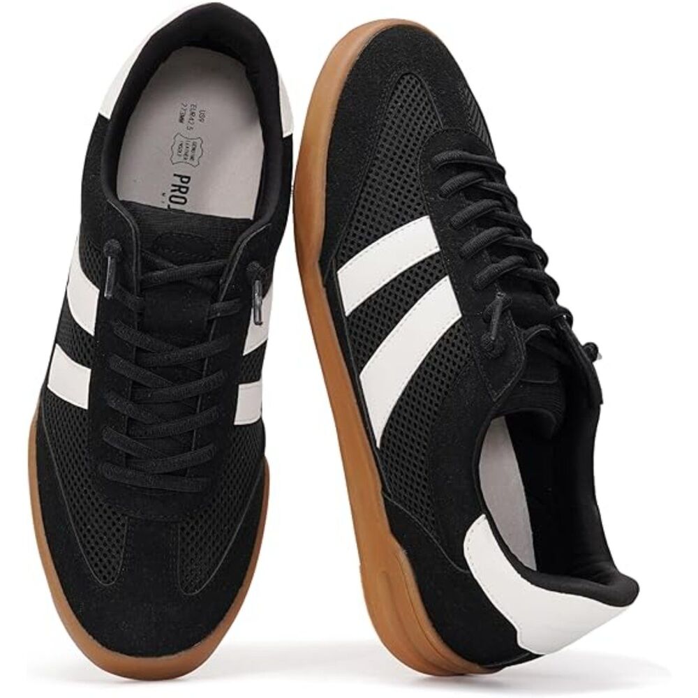 Men's Black Non Slip Outsole Lace-Up Memory Foam Insole Project Cloud Sneakers